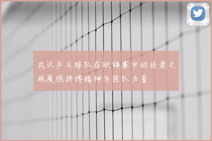 武汉乒乓球队在欧锦赛中的逆袭之旅展现拼搏精神与团队力量